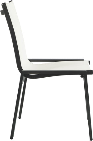 Nizuc Waterproof Mesh Fabric / Aluminum Contemporary White Mesh Waterproof Fabric Outdoor Patio Aluminum Mesh Dining Chair - 23" W x 26" D x 35" H