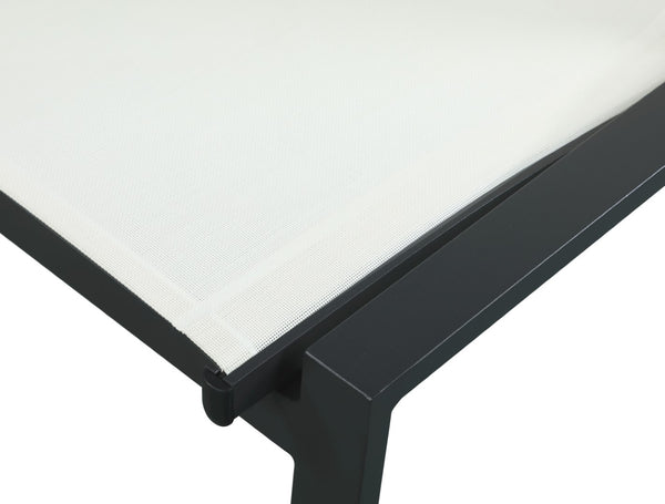 Nizuc Waterproof Mesh Fabric / Aluminum Contemporary White Mesh Waterproof Fabric Outdoor Patio Aluminum Mesh Dining Chair - 23" W x 26" D x 35" H