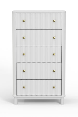 Alpine Furniture Stapleton 5 Drawer Chest, White 2090-05 White Mahogany Solids & Veneer 27.5 x 20 x 48