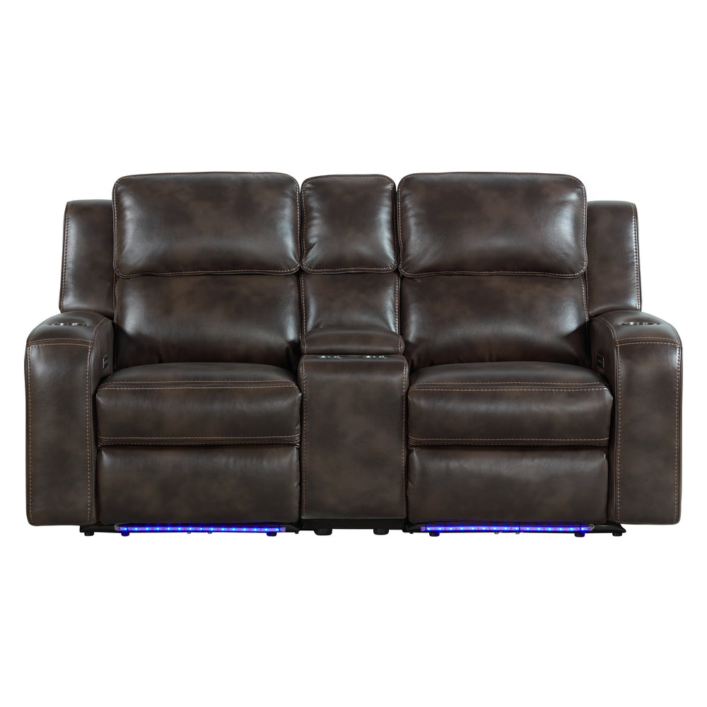 Intercon Silhouette Contemporary Dual-Power Loveseat | Bolero Coffee SE-LS-276DPR-COF-C SE-LS-276DPR-COF-C