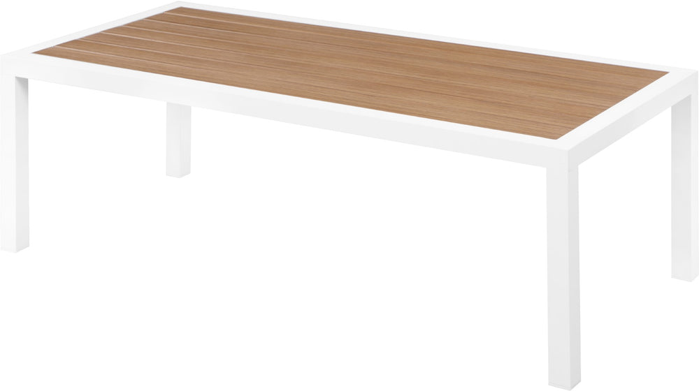 Nizuc Aluminum / Plastic Contemporary Brown Plastic Wood Accent Paneling Outdoor Patio Aluminum Coffee Table - 47.5" W x 22" D x 16" H