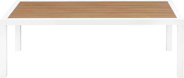 Nizuc Aluminum / Plastic Contemporary Brown Plastic Wood Accent Paneling Outdoor Patio Aluminum Coffee Table - 47.5" W x 22" D x 16" H