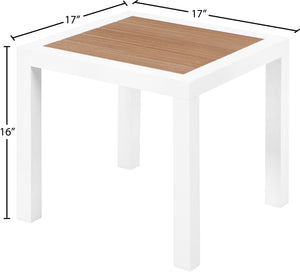 Nizuc Aluminum / Plastic Contemporary Brown Plastic Wood Accent Paneling Outdoor Patio Aluminum End Table - 17" W x 17" D x 16" H