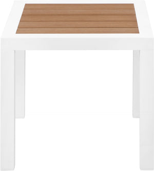 Nizuc Aluminum / Plastic Contemporary Brown Plastic Wood Accent Paneling Outdoor Patio Aluminum End Table - 17" W x 17" D x 16" H