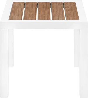 Nizuc Aluminum / Plastic Contemporary Brown Plastic Wood Accent Paneling Outdoor Patio Aluminum End Table - 17" W x 17" D x 16" H