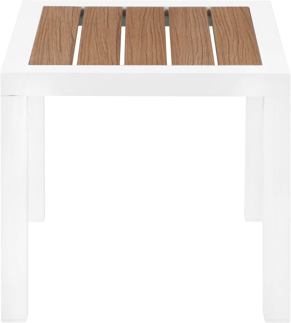 Nizuc Aluminum / Plastic Contemporary Brown Plastic Wood Accent Paneling Outdoor Patio Aluminum End Table - 17" W x 17" D x 16" H