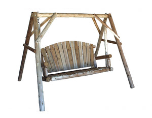 HomeRoots 87" X 70" X 65"  Natural Wood Yard Swing 370276-HOMEROOTS 370276