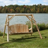 HomeRoots 87" X 70" X 65"  Natural Wood Yard Swing 370276-HOMEROOTS 370276