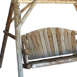 HomeRoots 87" X 70" X 65"  Natural Wood Yard Swing 370276-HOMEROOTS 370276