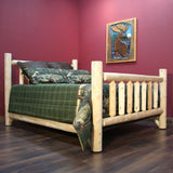 Natural Clear Finish Low Post Cedar Log Double Bed