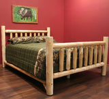 Natural Dark Brown Finish Low Post Cedar Log Queen Bed