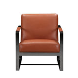 28" X 35" X 31" Camel Leather Accent Chair