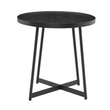 21.66" X 21.66" X 22.05" Round Side Table in Black Ash Wood and Black