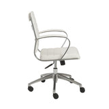 22.75" X 26.26" X 38" Low Back Office Chair in White with Aluminum Base