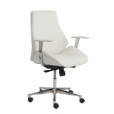 White Faux Leather Scoop Office Chair with Mod Armrests