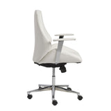 White Faux Leather Scoop Office Chair with Mod Armrests