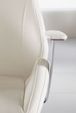 White Faux Leather Scoop Office Chair with Mod Armrests