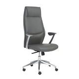 25.50" X 27" X 50" High Back Office Chair in Gray with Polished Aluminum Base