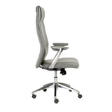 25.50" X 27" X 50" High Back Office Chair in Gray with Polished Aluminum Base