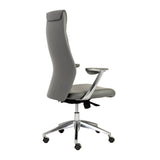 25.50" X 27" X 50" High Back Office Chair in Gray with Polished Aluminum Base