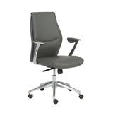 25.50" X 27" X 42.75" Low Back Office Chair in Gray with Polished Aluminum Base