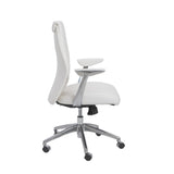 25.50" X 27" X 42.75" Low Back Office Chair in White with Polished Aluminum Base