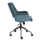 21.26" X 25.60" X 37.21" Tilt Office Chair in Blue Fabric and Leatherette with Black Base