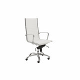 26.38" X 25.60" X 45.08" High Back Office Chair in White with Chromed Steel Base