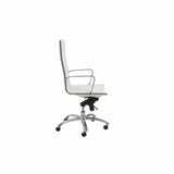 26.38" X 25.60" X 45.08" High Back Office Chair in White with Chromed Steel Base