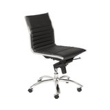 26.38" X 25.99" X 38.19" Low Back Office Chair without Armrests in Black with Chromed Steel Base