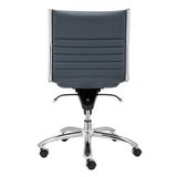 26.38" X 25.99" X 38.19" Low Back Office Chair without Armrests in Blue with Chromed Steel Base