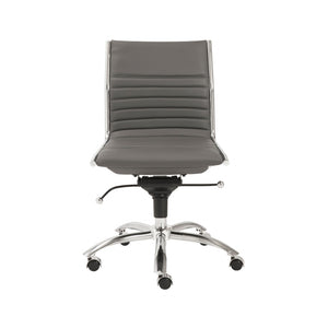 26.38" X 25.99" X 38.19" Low Back Office Chair without Armrests in Gray with Chromed Steel Base