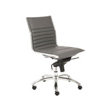 26.38" X 25.99" X 38.19" Low Back Office Chair without Armrests in Gray with Chromed Steel Base