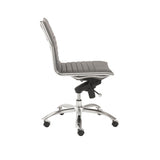 26.38" X 25.99" X 38.19" Low Back Office Chair without Armrests in Gray with Chromed Steel Base