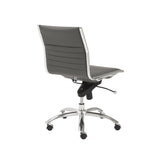 26.38" X 25.99" X 38.19" Low Back Office Chair without Armrests in Gray with Chromed Steel Base