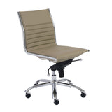 26.38" X 25.99" X 38.19" Low Back Office Chair without Armrests in Taupe with Chromed Steel Base