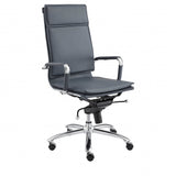 26.38" X 27.56" X 45.87" High Back Office Chair in Blue with Chromed Steel Base