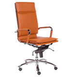 26.38" X 27.56" X 45.87" High Back Office Chair in Cognac with Chrome Base