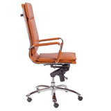 26.38" X 27.56" X 45.87" High Back Office Chair in Cognac with Chrome Base