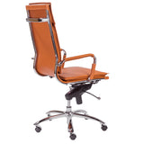 26.38" X 27.56" X 45.87" High Back Office Chair in Cognac with Chrome Base