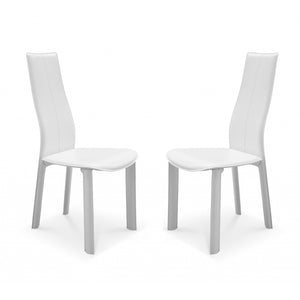 HomeRoots Set Of 4 Modern Dining White Faux Leather Dining Chairs 370641-HOMEROOTS 370641