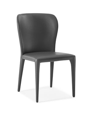 Set of 2 Gray Faux Leather Dining Chairs