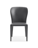 Set of 2 Gray Faux Leather Dining Chairs