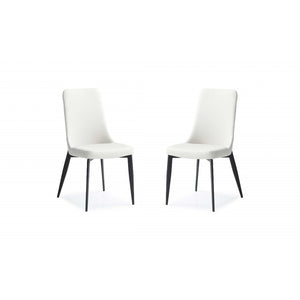 HomeRoots Set Of 2 White Faux Leather Metal Dining Chairs 370666-HOMEROOTS 370666