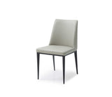 HomeRoots Set Of 2 Light Grey Faux Leather And Metal Dining Chairs 370671-HOMEROOTS 370671