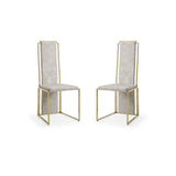 HomeRoots Set Of 2 Ultra Modern Beige Suede And Gold Dining Chairs 370683-HOMEROOTS 370683