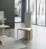 HomeRoots Set Of 2 Ultra Modern Beige Suede And Gold Dining Chairs 370683-HOMEROOTS 370683