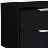 Black and Stainless Steel Two Drawer Nightstand