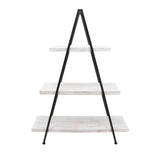 Sagebrook Home Contemporary Metal/wood 54" Pyramid Shelf, White/black Kd 15030-01 White Iron