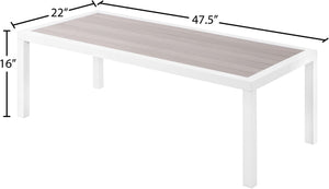 Nizuc Aluminum / Plastic Contemporary Grey Plastic Wood Accent Paneling Outdoor Patio Aluminum Coffee Table - 47.5" W x 22" D x 16" H